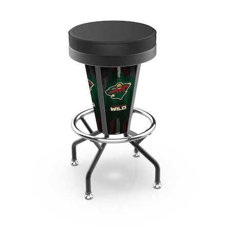 Holland Bar Stool Co Lighted Minnesota Wild 30" Swivel Bar Stool L500030MinWldBlkVinyl